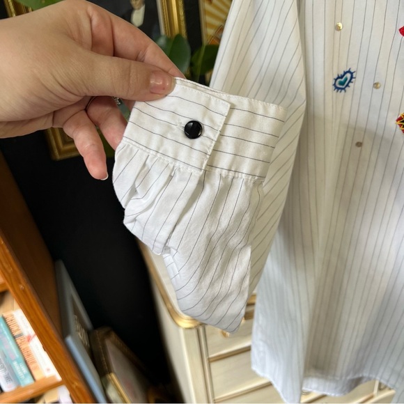 Vintage Y2K Striped Doodle Button-up Blouse S-L - Picture 6 of 8